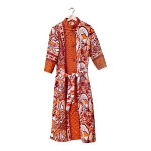 Vintage Loungees Oriental Quilted Belted Robe Housecoat 1960's I.Magnin RARE